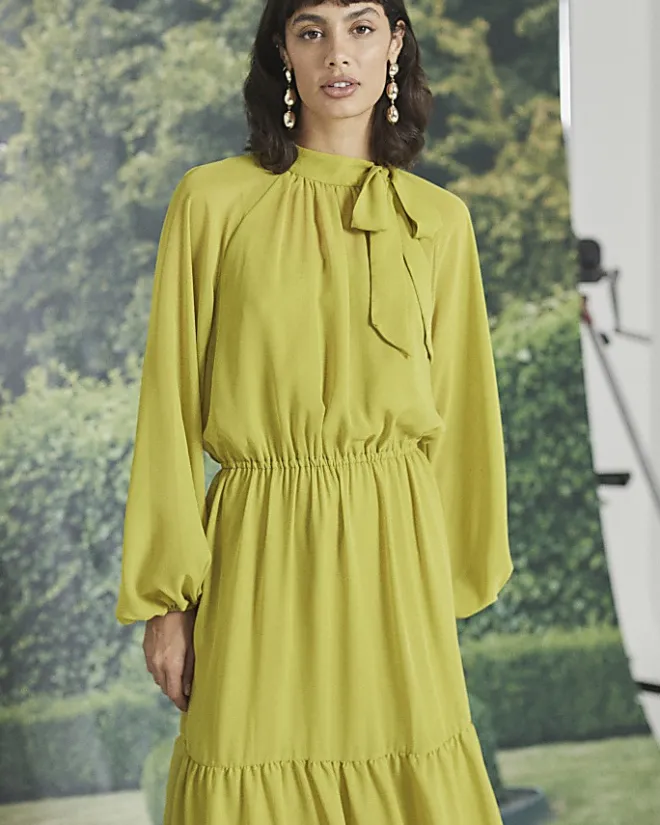 River Island bow swing midi dress Green Hot