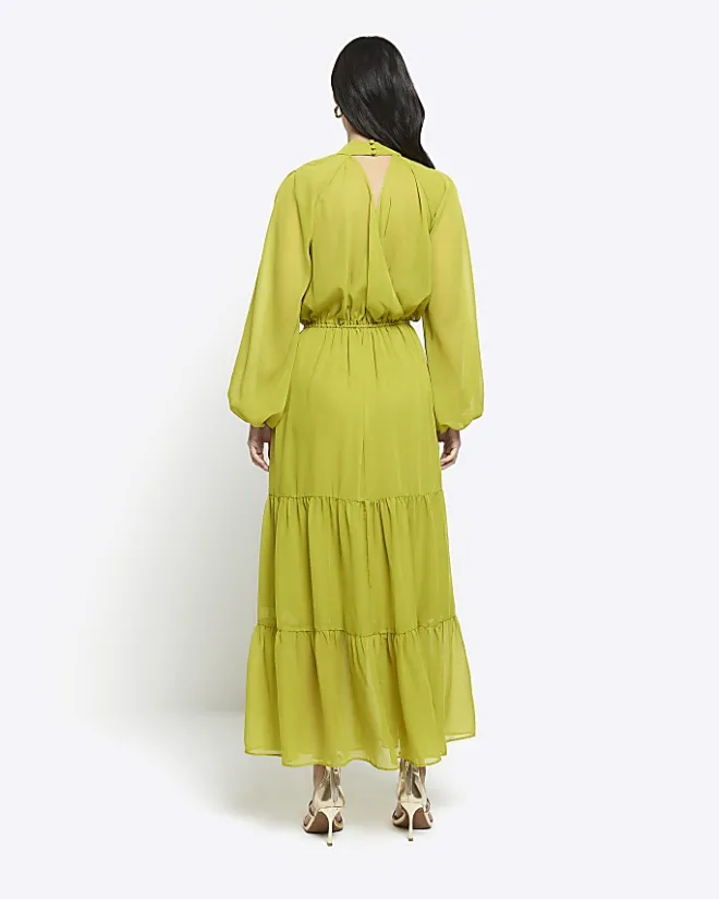 River Island bow swing midi dress Green Hot