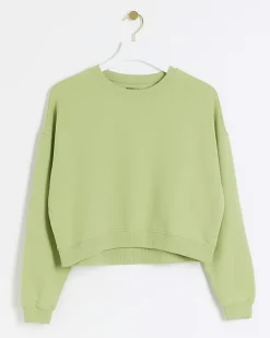 River Island crop plain sweatshirt Green Sale