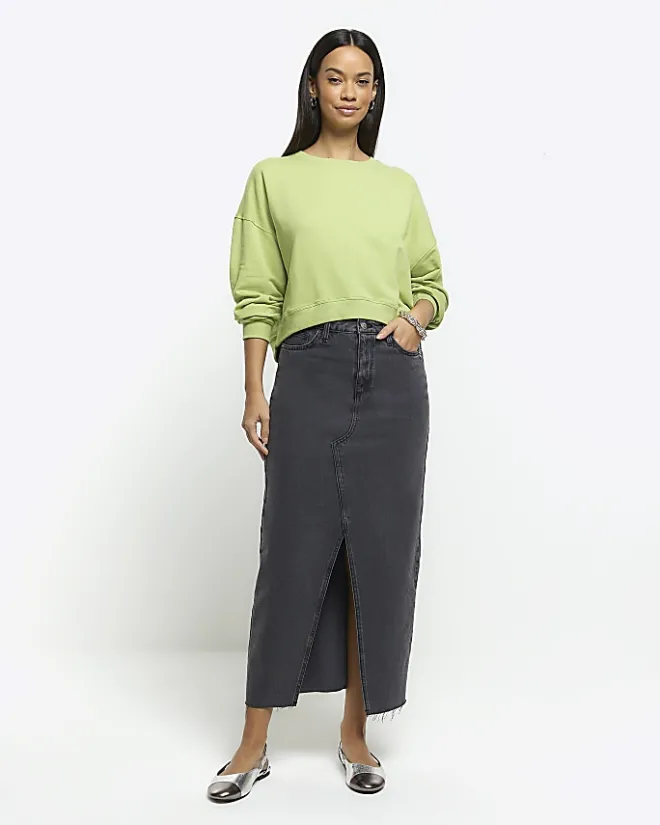 River Island crop plain sweatshirt Green Sale