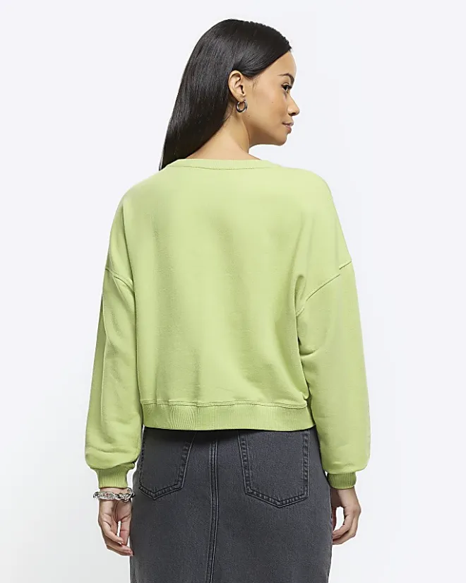 River Island crop plain sweatshirt Green Sale