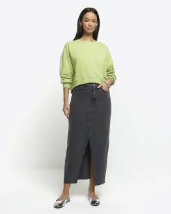 River Island crop plain sweatshirt Green Sale