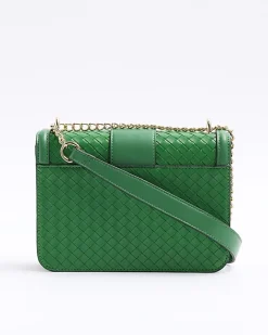 River Island embossed woven satchel bag Green Best