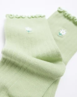 River Island embroidered flower ankle socks Green Hot
