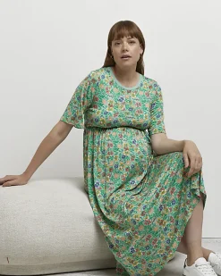 River Island floral maternity midi dress Green Online