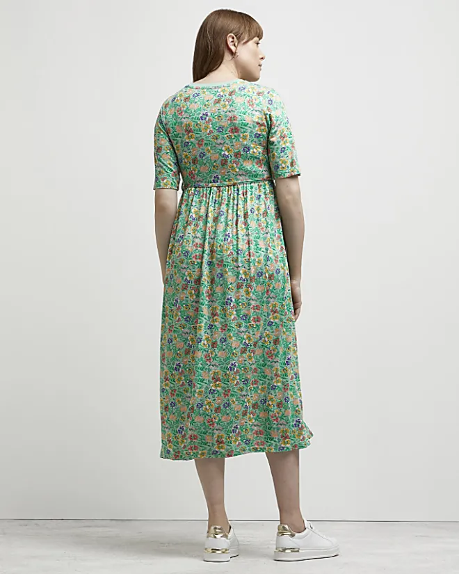 River Island floral maternity midi dress Green Online