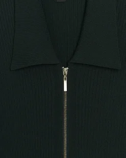 River Island knit zip bodycon midi dress Green Outlet