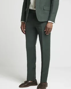 River Island linen slim fit suit trousers Green Outlet