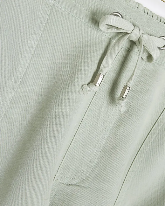 River Island lyocell drawstring shorts Green Fashion
