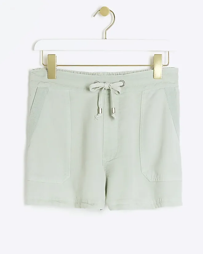 River Island lyocell drawstring shorts Green Fashion