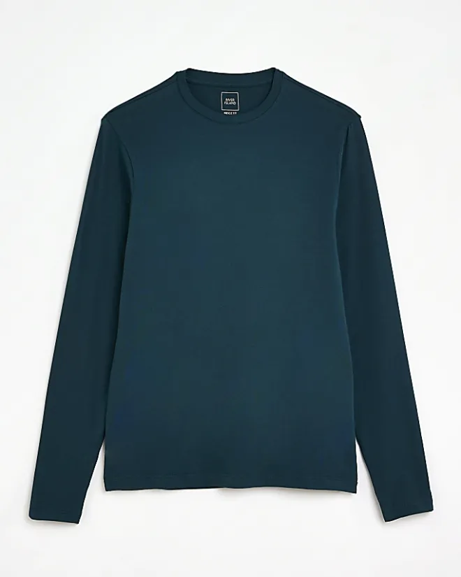 River Island Muscle fit long sleeve t-shirt Green Sale