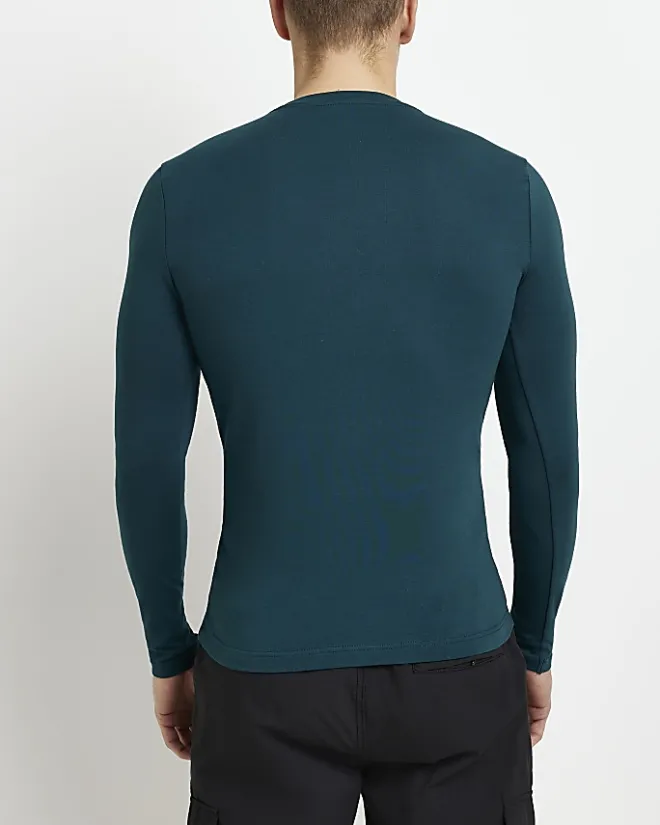 River Island Muscle fit long sleeve t-shirt Green Sale