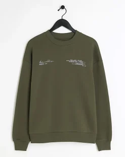 River Island oversized fit graphic sweatshirt Green Online