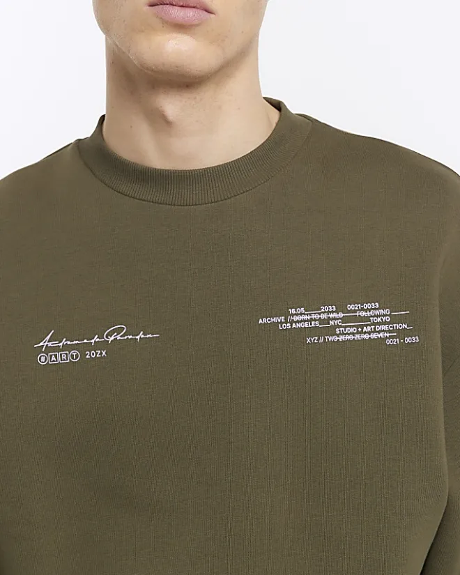River Island oversized fit graphic sweatshirt Green Online