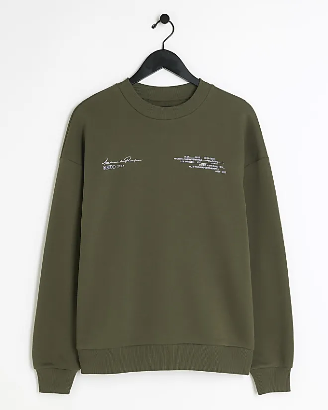 River Island oversized fit graphic sweatshirt Green Online