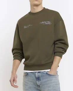 River Island oversized fit graphic sweatshirt Green Online