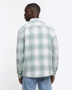 River Island regular fit check long sleeve shirt Green Sale