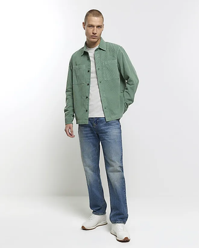 River Island regular fit corduroy overshirt Green Best