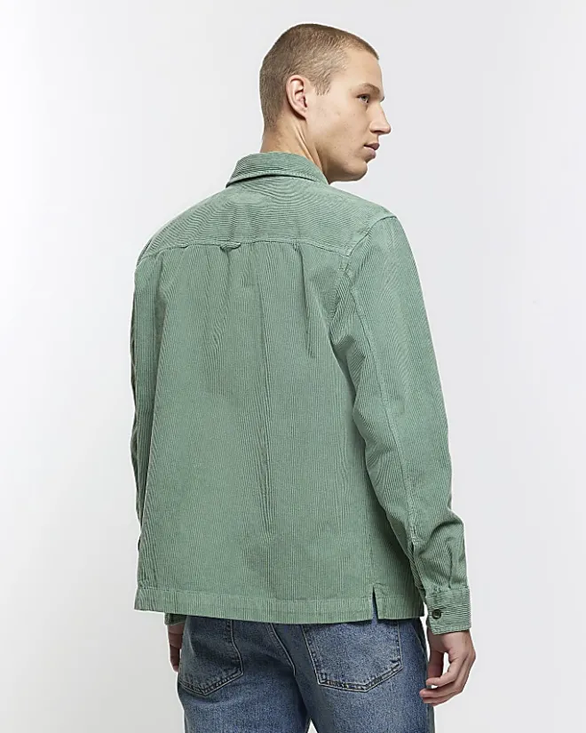 River Island regular fit corduroy overshirt Green Best