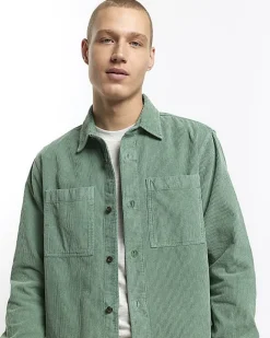 River Island regular fit corduroy overshirt Green Best