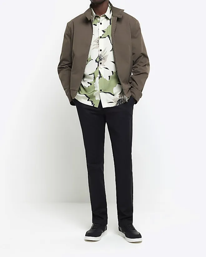 River Island regular fit floral short sleeve shirt Green Sale