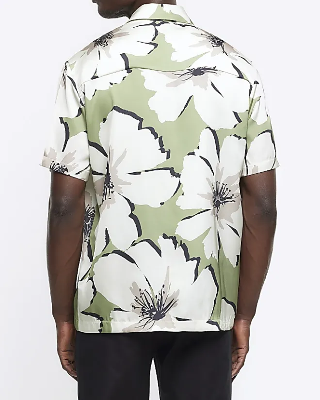 River Island regular fit floral short sleeve shirt Green Sale