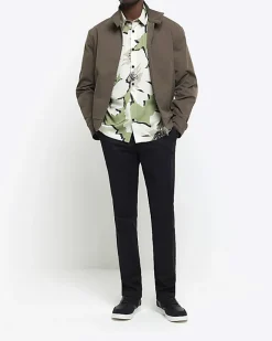 River Island regular fit floral short sleeve shirt Green Sale