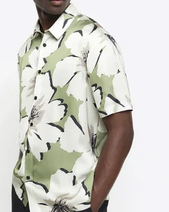 River Island regular fit floral short sleeve shirt Green Sale