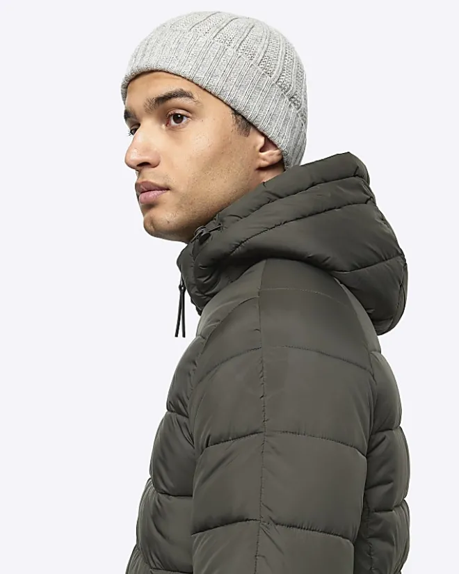 River Island regular fit hooded puffer jacket Green Clearance