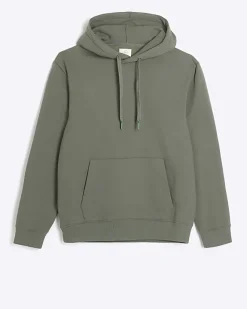 River Island Green regular fit plain hoodie Khaki Online