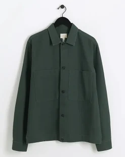 River Island regular fit pocket overshirt Green Clearance
