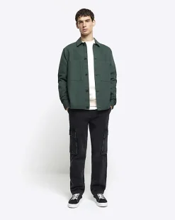 River Island regular fit pocket overshirt Green Clearance