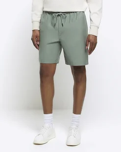 River Island regular fit pull on shorts Green Fashion