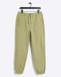 River Island regular fit rib panel joggers Green Outlet