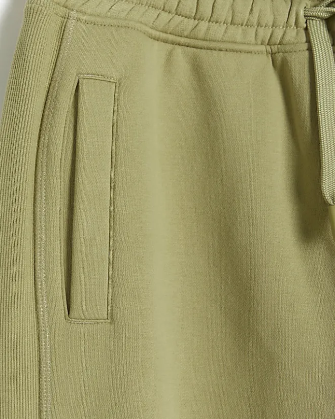 River Island regular fit rib panel joggers Green Outlet