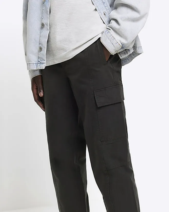 River Island regular fit seam cargo trousers Green Online