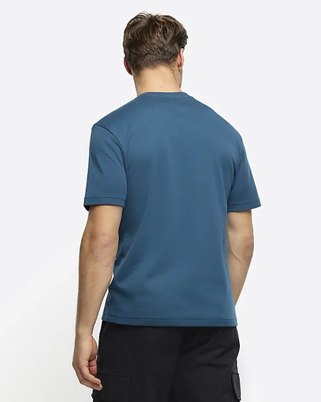 River Island RI Studio Slim Fit T-shirt Green New