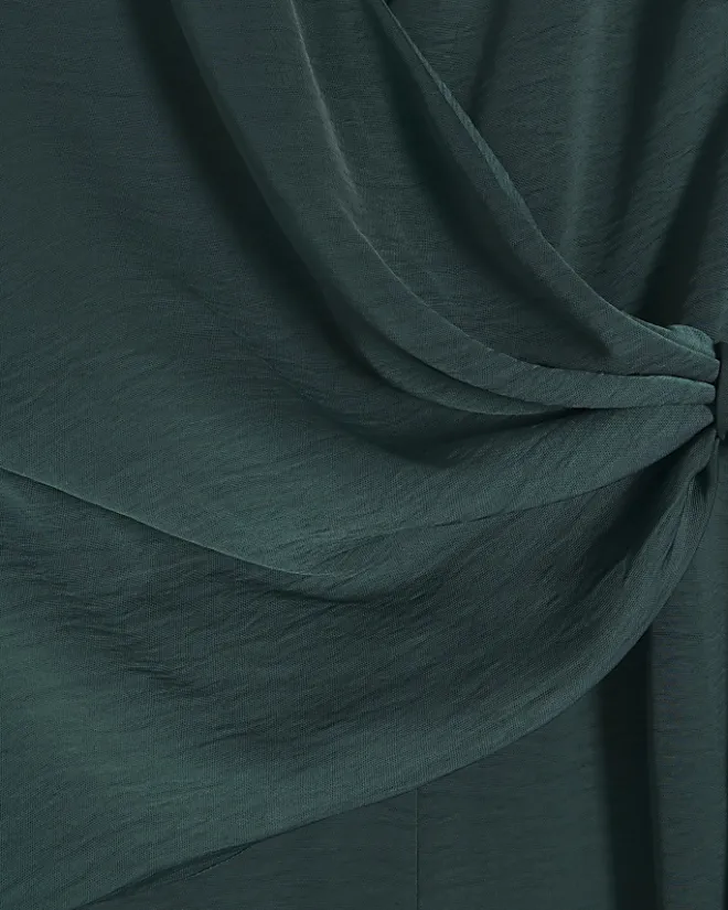 River Island satin knot detail jumpsuit Green Sale