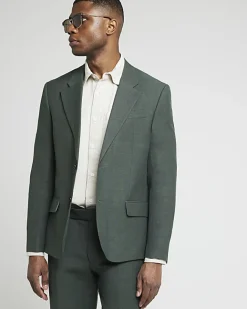 River Island slim fit linen suit jacket Green New