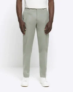 River Island slim fit smart chino trousers Green Sale