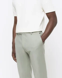 River Island slim fit smart chino trousers Green Sale