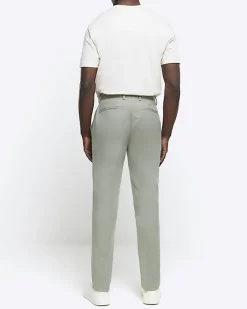 River Island slim fit smart chino trousers Green Sale