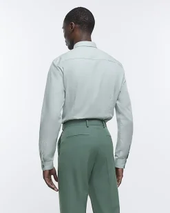 River Island slim fit smart shirt Green Best