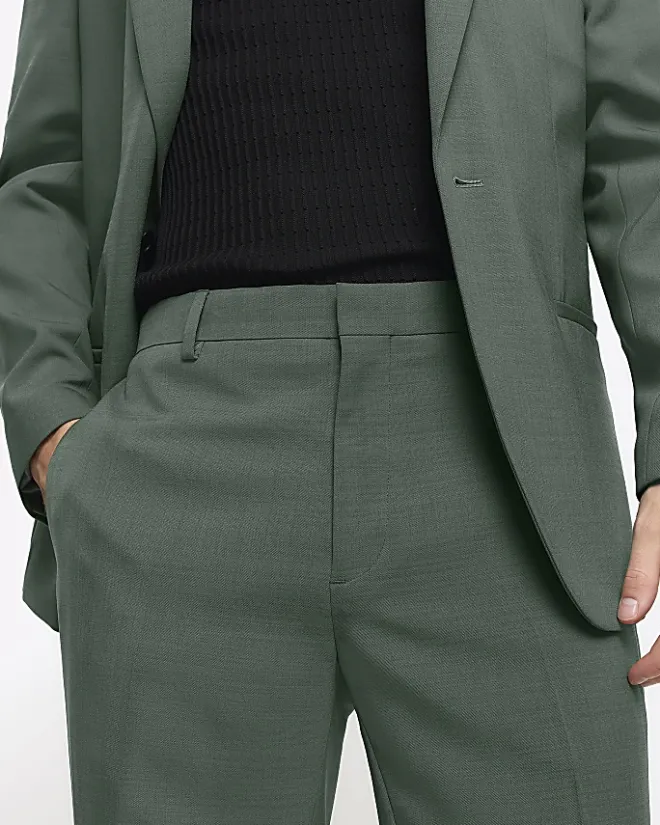 River Island slim fit suit trousers Green Discount