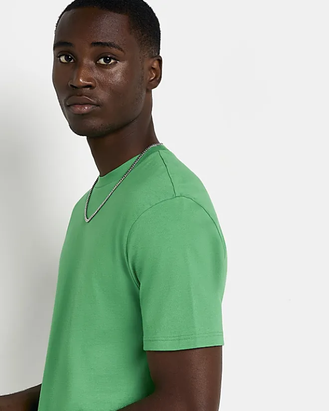 River Island slim fit t-shirt Green Hot