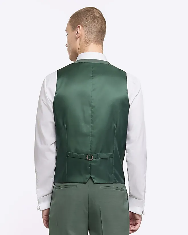River Island slim fit waistcoat Green Clearance