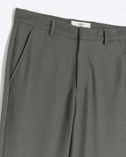 River Island tapered fit plisse smart trouser Green Discount