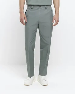 River Island tapered fit smart trousers Green Outlet