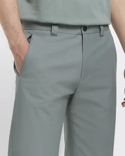 River Island tapered fit smart trousers Green Outlet