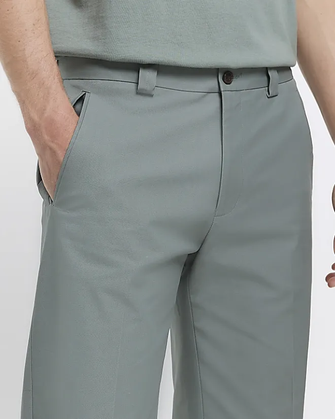 River Island tapered fit smart trousers Green Outlet